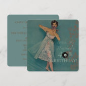 Vrouwelijke retro stijl verjaardagsfeest uitnodigi kaart (Voorkant / Achterkant)