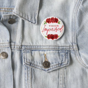 Vrouwelijke Rode Roos Bloemige Visuele Beperking Ronde Button 5,7 Cm