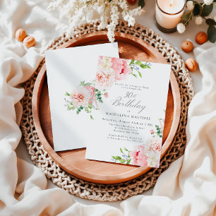 Vrouwelijke Roze Bloemen 30ste Verjaardag Surprise Kaart