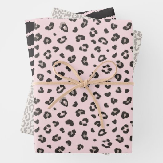 Vrouwelijke roze dierenprint inpakpapier vel (In situ)