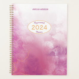 Vrouwelijke roze marmeren drijvende inkt Custom na Planner