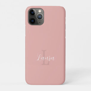 Vrouwelijke roze monogram naam script gepersonalis iPhone 11 pro hoesje