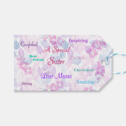 Vrouwelijke Roze Speciale Zus Aandachtig Hartelijk Cadeaulabel
