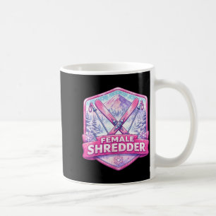 Vrouwelijke shredder expert vrouw skiën skileren koffiemok