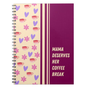 Vrouwelijke Strepen Mama Koffie Break Art Notitieboek