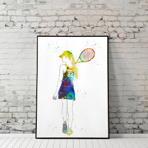 Vrouwelijke tennisspeler poster