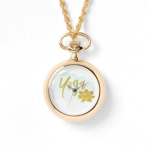*~* Vrouwelijke Trendy Gouden Glitter Yoga Lotus Horloge