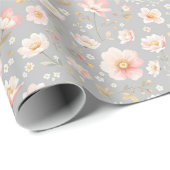 Vrouwelijke Valentijn Bloemen Bloeit In Roze En Wi Cadeaupapier (Rol Hoek)