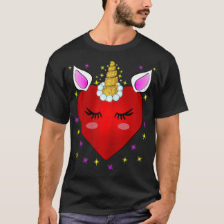 Vrouwelijke Valentijnsdag Gifts Unicorn Face Cut T-shirt
