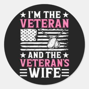 Vrouwelijke veteraan en vrouw van veteraan Vrouwel Ronde Sticker
