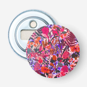 Vrouwelijke vintage bloemen button flesopener