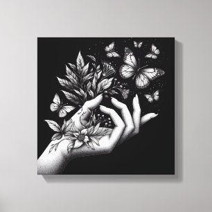 Vrouwelijke Vlinder Illustratie Minimalistische Es Canvas Afdruk