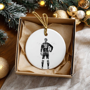 Vrouwelijke voetbalkeeper keramisch ornament