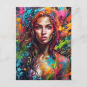 Vrouwelijke vrouw in schilderij briefkaart (Voorkant)