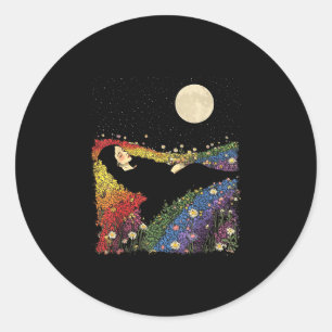 Vrouwelijke vrouwen zachte bloemrijke regenboogkle ronde sticker