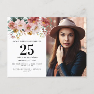 Vrouwelijke waterverf bloem leeftiid foto briefkaart