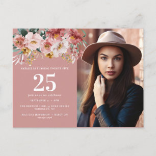 Vrouwelijke waterverf bloemen bewerkbare leeftijd briefkaart