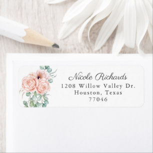 Vrouwelijke Waterverf Bloemenroze en Beige Etiket