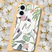 Vrouwelijke witte achtergrond florale Initialen mo Case-Mate iPhone Case