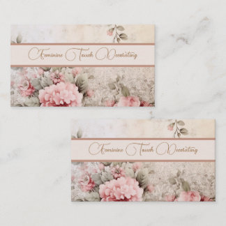 Vrouwelijke zacht neutraal gekleurde bloemen visitekaartje