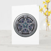 Vrouwelijke Zilveren Heidense Pentacle Kaart (Gele Bloem)