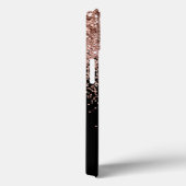 Vrouwelijke Zwarte Roze Roos Gouden Glitters Monog Case-Mate iPhone Case (Achterkant / Rechts)