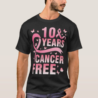 Vrouwen 10 jaar Kankervrij Strijder Vechten We Wit T-shirt
