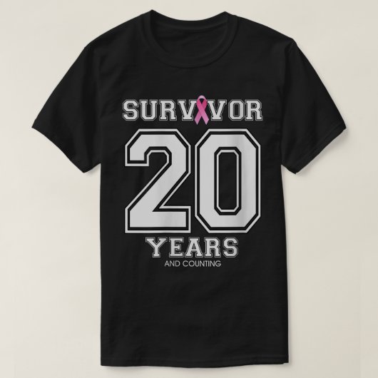 Vrouwen 20 jaar borstkanker overlevingscadeaus voo t-shirt (Design voorkant)