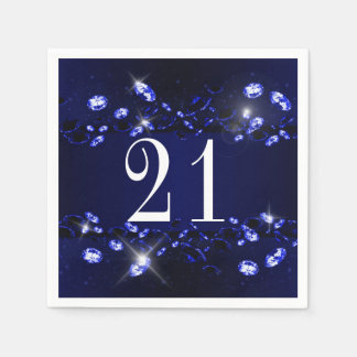 Vrouwen 21ste verjaardag Blauw Zwart Sparkly Diamo Servet