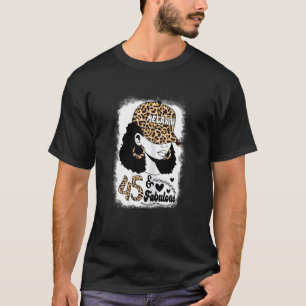 Vrouwen 45 jaar oud Fabulous Messy Bun Afro Leopar T-shirt