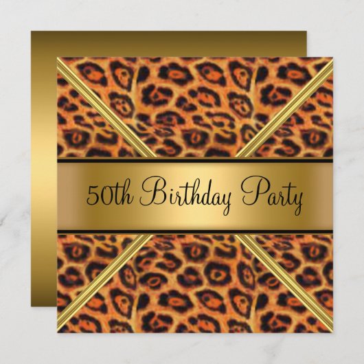 Vrouwen 50e verjaardag van de Leopard-uitnodiging Kaart (Voorkant / Achterkant)
