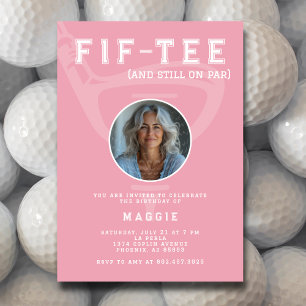 Vrouwen 50ste Verjaardag Party Golf Thema Foto Roz Kaart