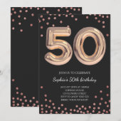 Vrouwen 50ste verjaardag Vijftig Roos Gold Elegant Kaart (Voorkant / Achterkant)