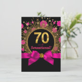 Vrouwen 70ste verjaardagsfeest Hot Pink en Gold Kaart (Staand voorkant)