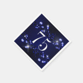 Vrouwen 75ste verjaardag Blauw Zwart Sparkly Diamo Servet (Hoek)