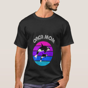 Vrouwen 80s Orka Moeder Retro  Zonsondergang V Hal T-shirt
