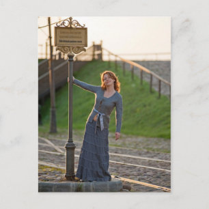 Vrouwen aan de tram stoppen briefkaart