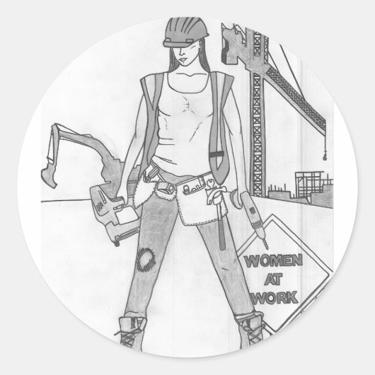 Vrouwen aan het werk ronde sticker (Voorkant)