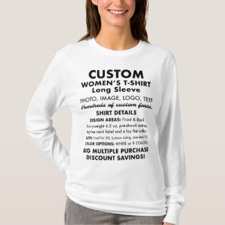 Vrouwen Aangepaste gepersonaliseerde lange mouw T- T-shirt