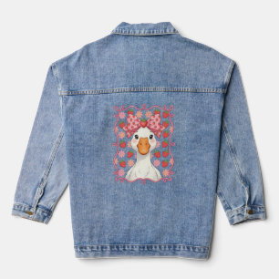 Vrouwen Aardbei Gans Zomer Boog Denim Jacket