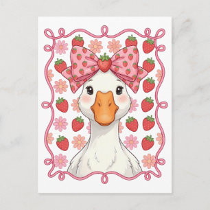 Vrouwen Aardbei Gans Zomer Strik Briefkaart