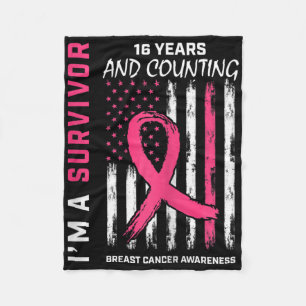 Vrouwen Amerikaanse vlag roze bewustzijn 16 jaar b Fleece Deken