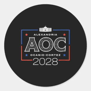Vrouwen AOC 2028 Witte Huis V-hals Ronde Sticker