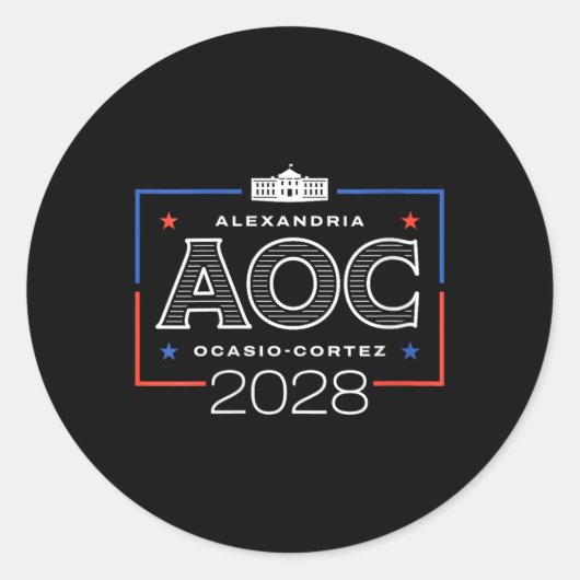 Vrouwen AOC 2028 Witte Huis V-hals Ronde Sticker (Voorkant)