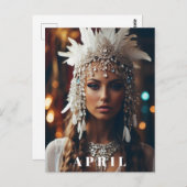 *~ Vrouwen AP53 Boho APRIL VERJAARDAG DIAMANT Briefkaart (Voorkant / Achterkant)