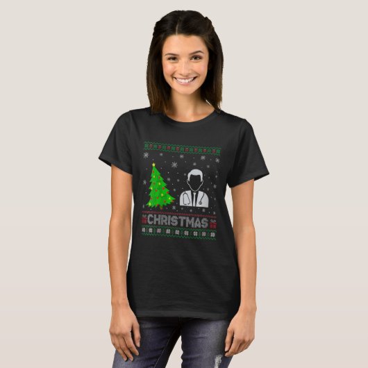 Vrouwen Arts Xmas Tree Lighting Ugly Christmas T-shirt (Voorkant volledig)