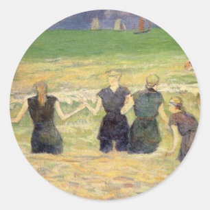 Vrouwen baden Dieppe door Paul Gauguin Ronde Sticker