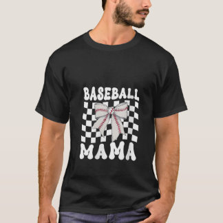 Vrouwen Baseball Mama Coquette Bow Game Day Funny  T-shirt