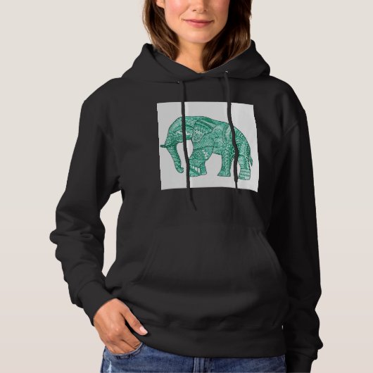 Vrouwen Basic Patroon Elephant Hoodie (Voorkant)