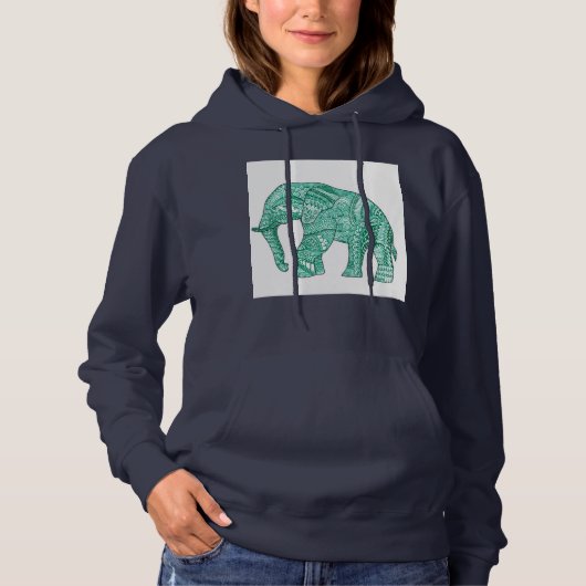 Vrouwen Basic Patroon Elephant Hoodie (Voorkant)